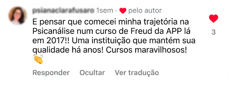 Depoimento de psianaclarafusaro sobre o curso de Freud da APP